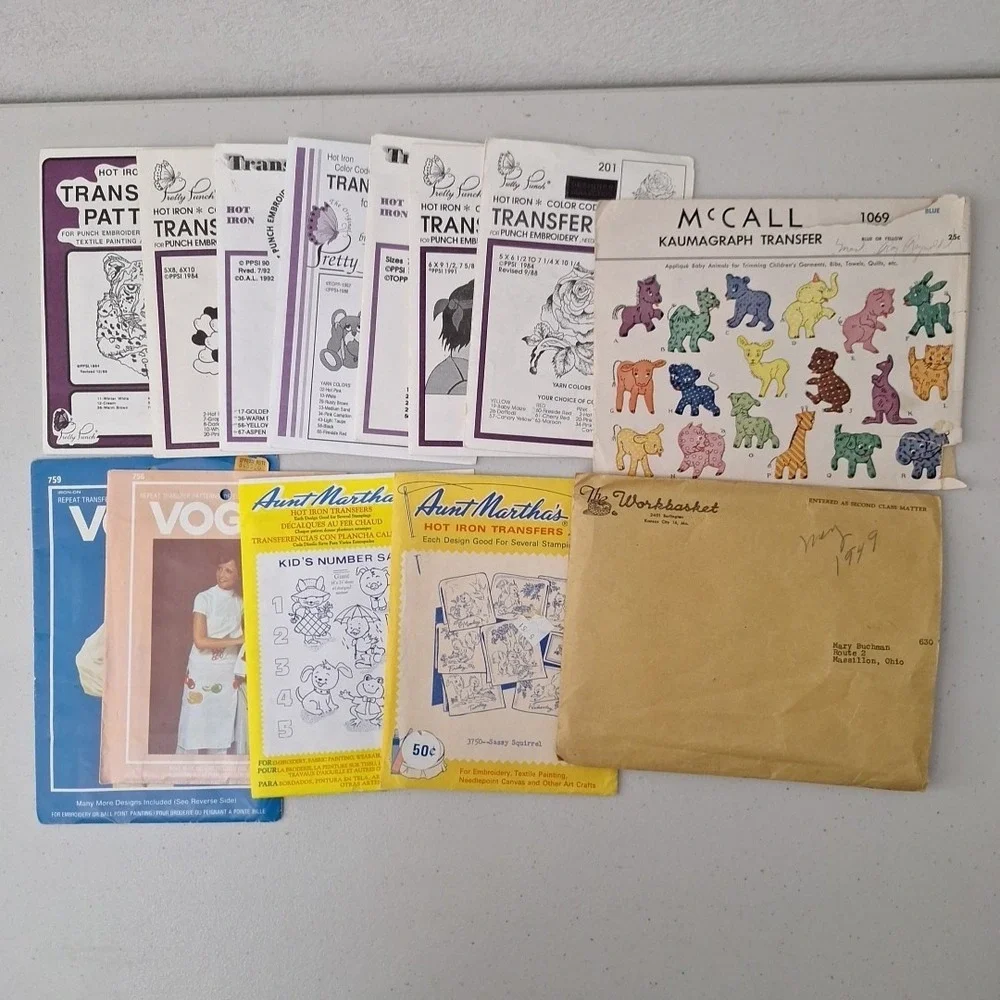 Huge Vintage Lot of Hot Iron Transfers Aunt Martha's Pritty Pinch Mixed Lot 40s+